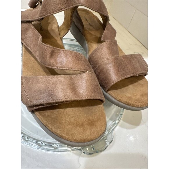 Easy Spirit Kailynne Strappy Sandal Women's Sz 10M Brown Suede Hook & Loop - Picture 8 of 14